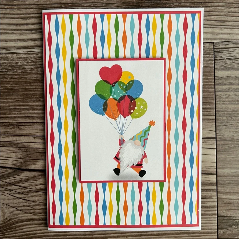 Handmade Gnome Birthday Greeting Cards Set of 4 5”x7” With Envelopes
